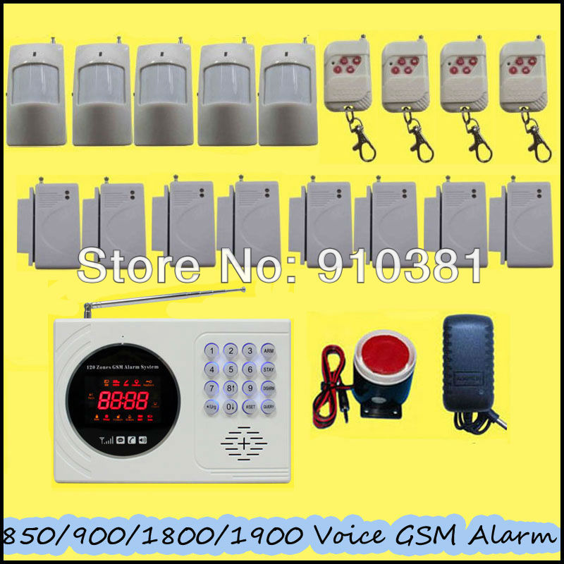 Free Shipping! Wireless GSM 850/900/1800/1900 122 Zones Home intruder Burglar Auto Dialer Voice smart Alarm Security System(China (Mainland))