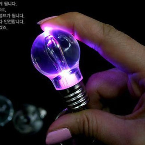 Color Change LED Light Bulb Creative Keychain Fashion Key Ring(China (Mainland))