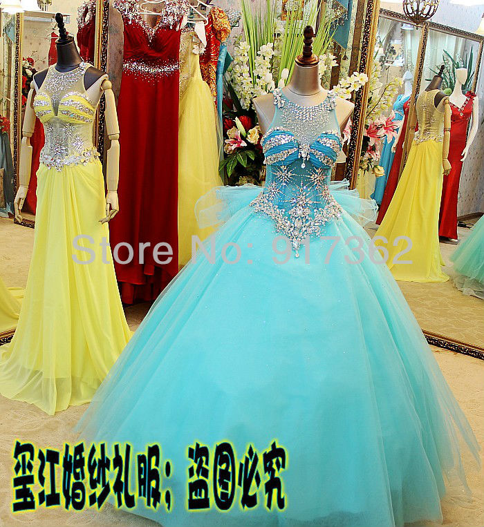 Wedding Dresses Luxurious princess crystal large train zipper 4 colors quality bridal ball gown-Retailer,Wholesale,Free shipping(China (Mainland))