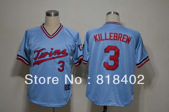 Free shipping-Minnesota Twins #3 Harmon Killebrew Blue jersey,Twins throwback jerseys(China (Mainland))