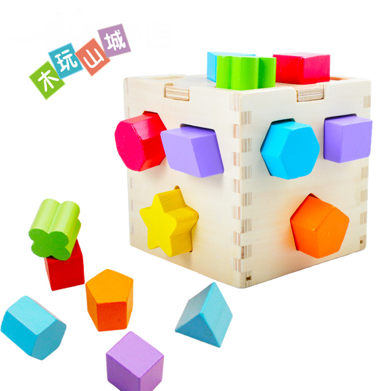 FREE SHIPPING! Child puzzle wooden intellectual box 1 - 2 years old baby wool blocks toy(China (Mainland))