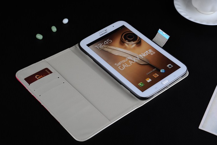 Stylus+2pcs Screen protector+Book Cover case For Samsung Galaxy Note 8.0 with Card Slots,High quality,Free Shipping(China (Mainland))