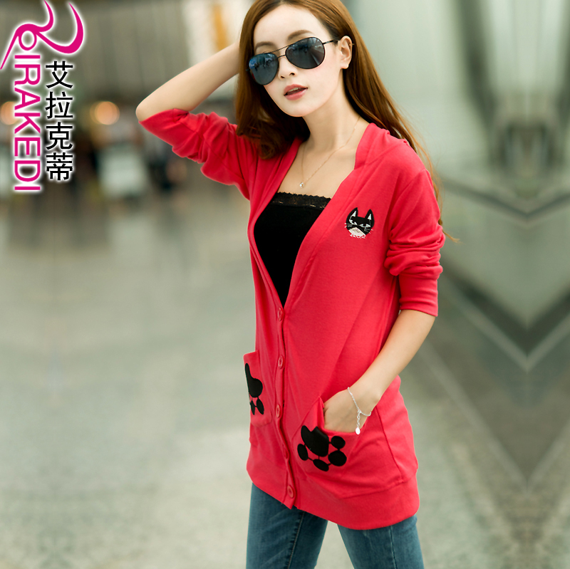 free shpping 2013 spring long-sleeve sweater female cardigan medium-long plus size clothing knitted basic shirt(China (Mainland))
