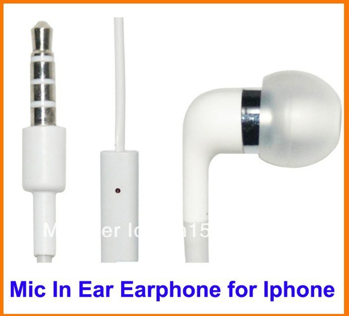 Stockings In ear mic earphones headphones talk control headset for Apple Iphone 3 3GS 4 1500 PCS / LOT(China (Mainland))