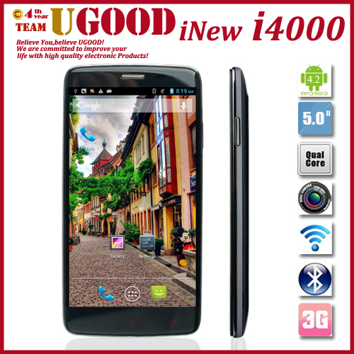 DHL Freeshipping New Inew I4000 MTK6589 Quad Core Android 4.2 Android Phone 5.0'' Full HD 1920*1080 Screen 1GB 16GB Dual Camera(China (Mainland))