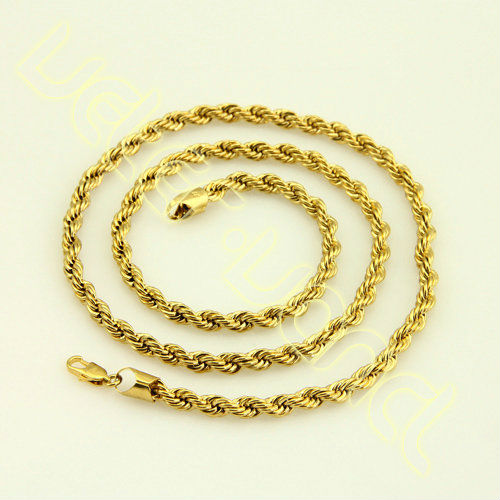 New Arrival Top Quality Fashion Jewelry Wholesale&Retail Men's Boy's 4 / 5MM 18K Gold Filled Neckalce Rope Chain HX11M(China (Mainland))