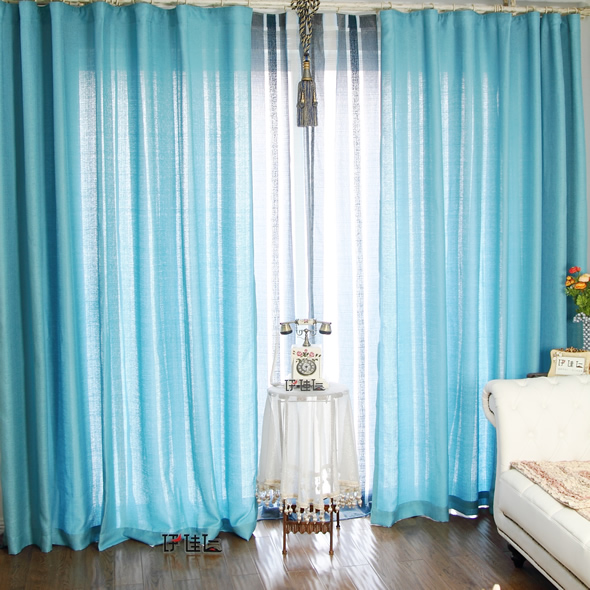 Quality fresh fluid pure color cloth linen curtain piaochuang customize(China (Mainland))