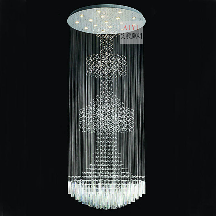 Modern crystal lamp long pendant light living room lights hybrid-type stair crystal pendant light project light villa lamp 8269(China (Mainland))