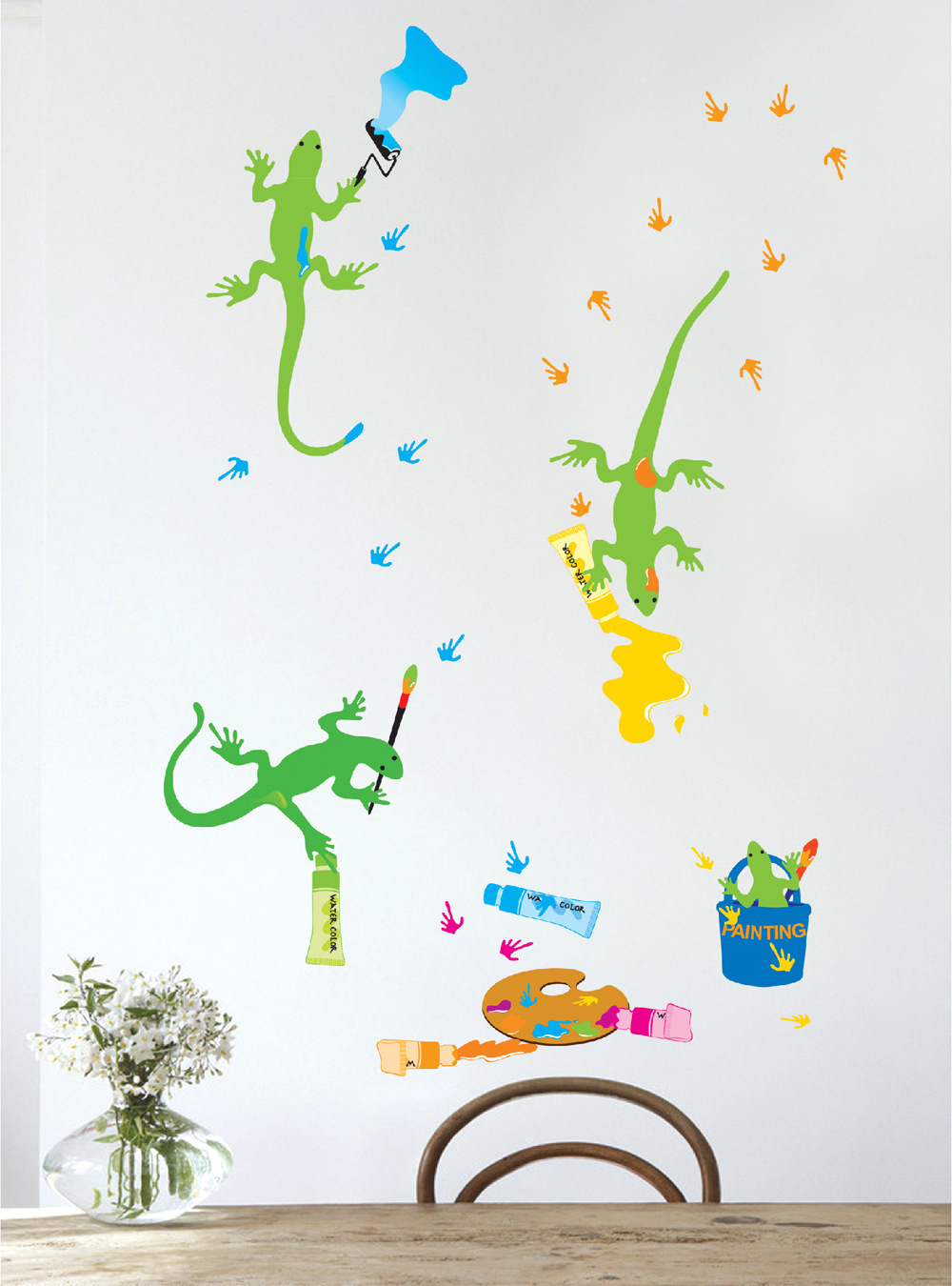 2013 AY7031 free shipping Animals Gecko kids Removable vinyl wall stickers for kids rooms 3d home decor decals Poster(China (Mainland))