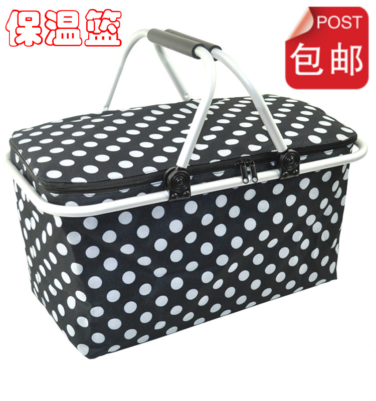 promotion! Large ice pack portable hand basket food basket folding shopping basket picnic basket cooler bag Free shipping(China (Mainland))