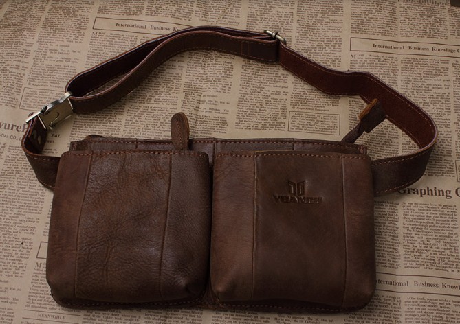 New arrival genuine leather mens waist bag hotsale cow leather waist packs YG067