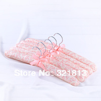 H&3 5pcs Clothes Hanger Pink Flowers Sponge Padded Clothes Hanger
