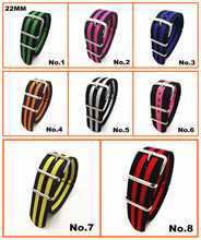 Wholesale 10PCS lots High quality 22MM Nylon Watch band NATO waterproof watch strap fashion wach band
