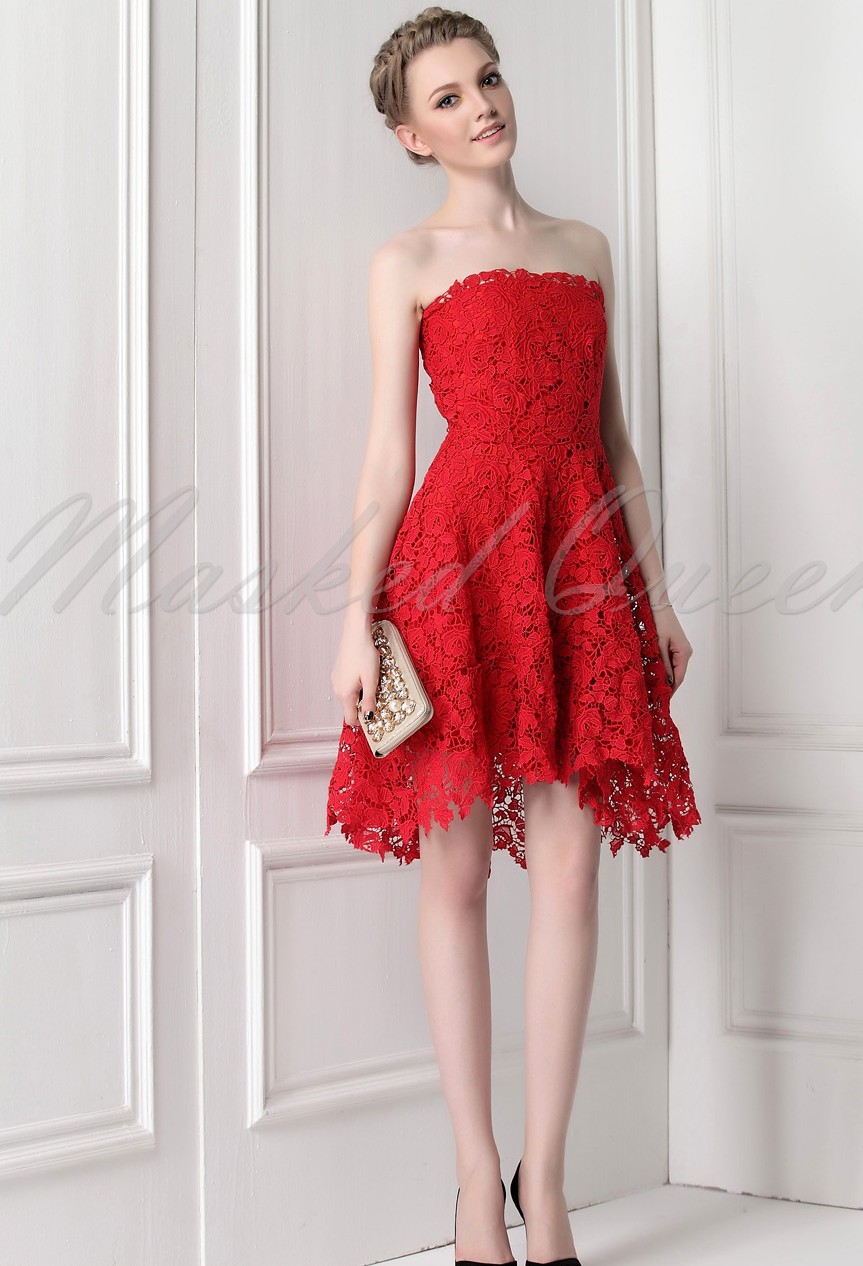 Dress-2013-New-Summer-Women-Red-Dresses-Tube-Top-Lace-Asymmetrical-Off ...