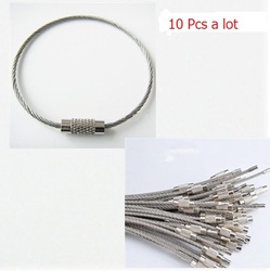 Lot of 10Pcs Stainless Steel Wire keychain Cable Key Ring Twist Barrel(China (Mainland))