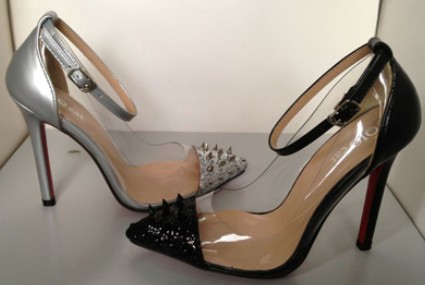 New ankle strap heels transparent shoes with spikes women pumps red bottoms size 35 40 s