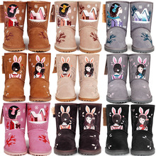 Free shipping 2013 female snow boots genuine leather boots cowhide waterproof medium-leg doodle cotton boots hand-painted shoes