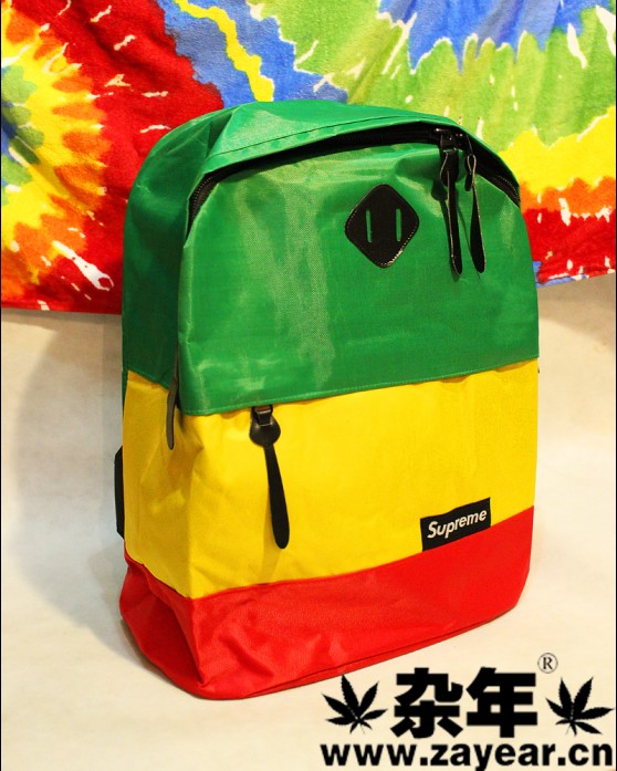 skateboard hip-hop  reggae red yellow green  backpack school bag