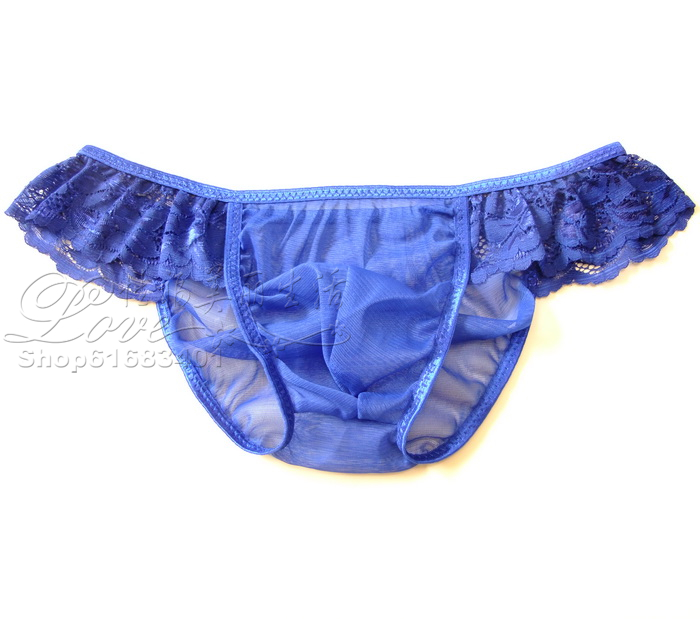 Male sexy panties thong briefs ultra-thin transparent low-waist gauze lace decoration t-xf162 temptation(China (Mainland))