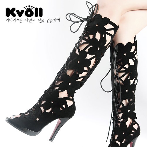 Knee high Kvoll Womens Shoes Heels Knee High Gladiator Sandals ...