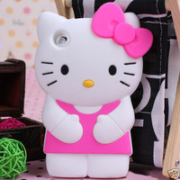 wholesale 20pcs free shipping 3d itouch 4 gen hello kitty soft silicon back case cover for ipod touch 4 4th mix color mix design