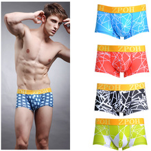 Quality 100% male cotton panties sexy print boys male trunk low-waist boxer shorts