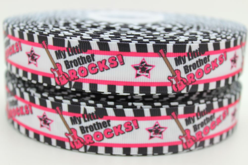 New 7/8'' Free shipping my little brother printed grosgrain ribbon hairbow diy party decoration wholesale OEM 22mm P1015(China (Mainland))