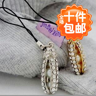 1353 full rhinestone pea pearl mobile phone chain mobile phone pendant(China (Mainland))