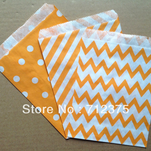 Candy Paper Goods Bag kraft bags 5"x7" (12.7cm x 17.7cm)Wedding party favor Bags 100pcs (25pcs/opp bag) orange colors mix(China (Mainland))