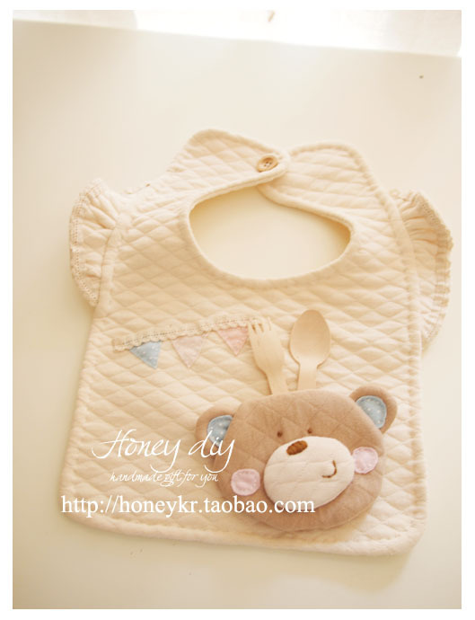 Honey material diy kit baby bear with wings small bibs finished product(China (Mainland))