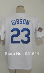 Free Shipping -#23 Kirk Gibson Men's Authentic 1988 Home White Throwback Baseball Jersey(China (Mainland))