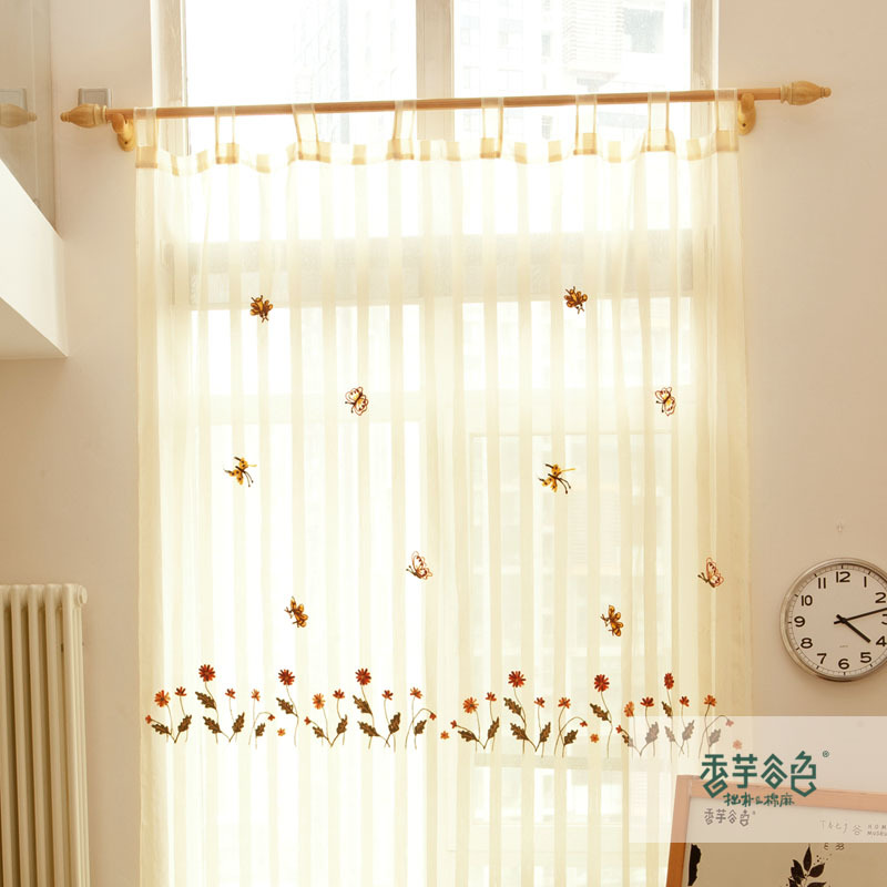 Little bee rustic shalian quality embroidered curtain finished product partition roman blinds embroidery window screening(China (Mainland))