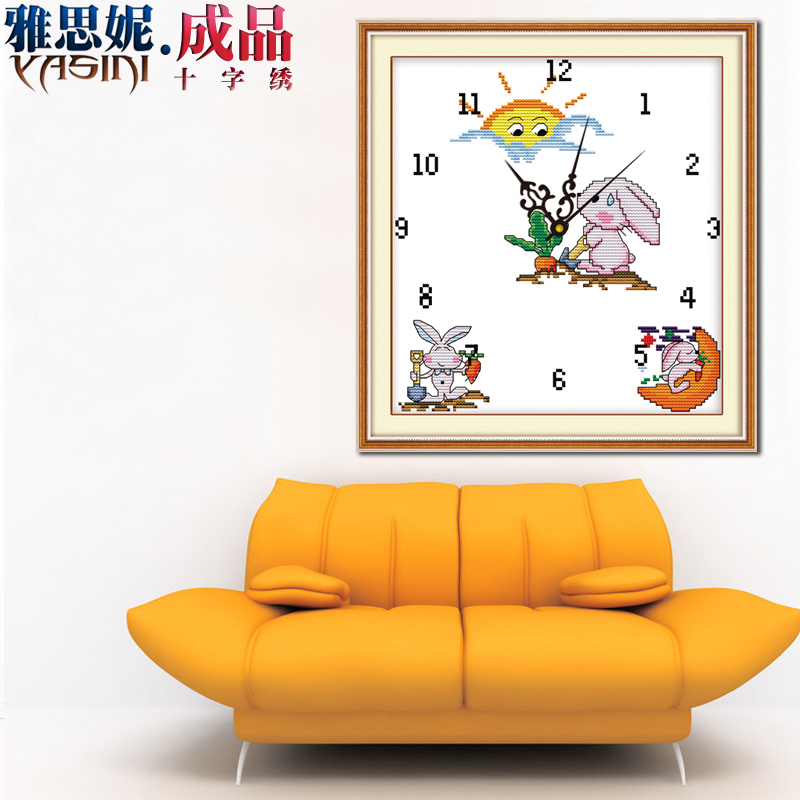 Ielts finished cross stitch new arrival rabbit baby clock and watch finished product(China (Mainland))