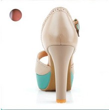 summer new European and American fish head waterproof leather high heel shoes thick heel sandals 0601