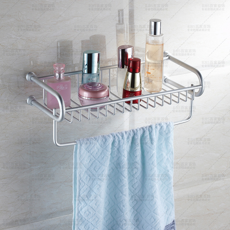 Space aluminum bathroom kitchen hanging basket shelf hanging rod belt basket(China (Mainland))