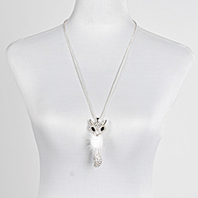 1pcs Free Shipping New Arrive Noble Lady Charming Fox Crystal Silver Plating Sweater Long Necklace Jewelry