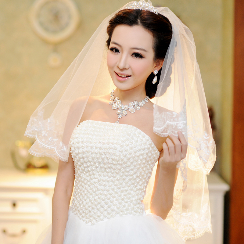 The bride wedding dress veil lace long veil decoration train veil married long design wedding accessories 3(China (Mainland))