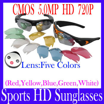 EMS Free shipping Sports HD Sunglasses--HD 720p SportS Camera Sunglasses Unisex sport Sunglass with remote controller 5pcs/lot(China (Mainland))