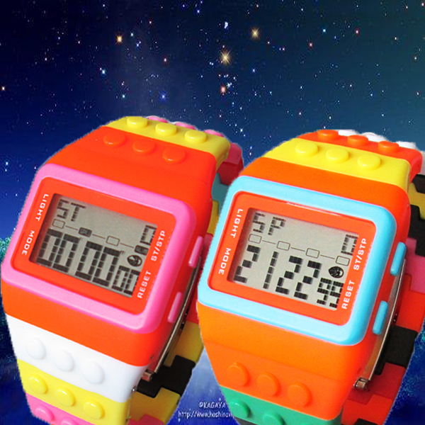 Luminous rainbow table multifunctional sports watch led building blocks watch lovers jelly table(China (Mainland))