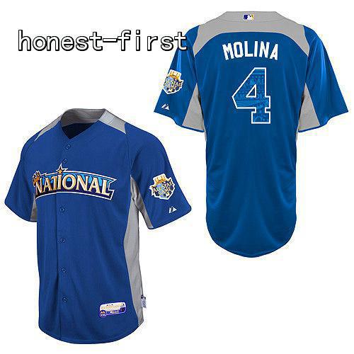 St.Louis Cardinals #4 Yadier MOLINA Cream Color 2013 Authentic Alternate Coolbase Baseball Jersey.Size M-3XL(China (Mainland))