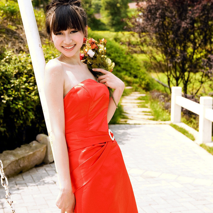 Sweet design long formal dress satin slim bride evening dress classical clothes women's performance formal dress 131(China (Mainland))