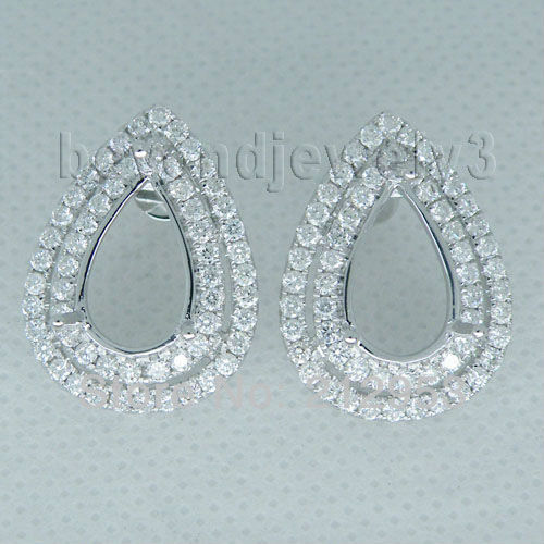 Jewelry Sets Vintage Pear 8x13mm Solid 18Kt White Gold Full Cut Diamond Setting Earrings CA001(China (Mainland))