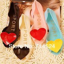 4color 6-10Size 2013 new fashion Sweet girl Summer open Toe Heart Flat Jelly Sandals lady Comfortable low-heel shoes,large size