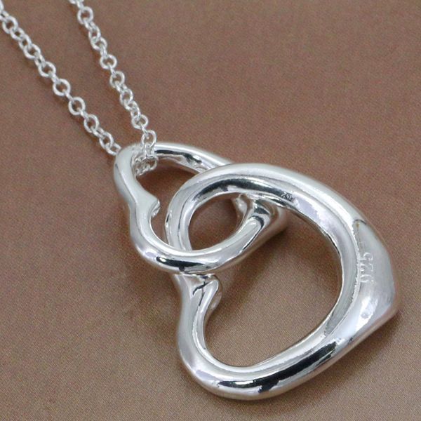 P007 fashion jewelry chains necklace 925 silver pendant Double love fall bjbakaiasr