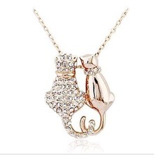 CN33 Fashion Personality full rhinestone necklace lovely cat lovers Necklace  wholesale B7.5
