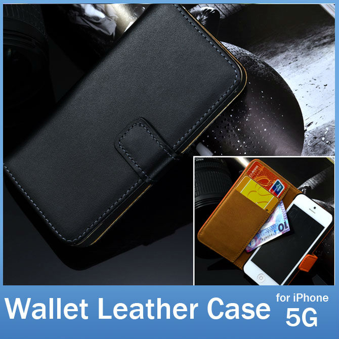 Original Genuine Leather Stand Cover For Apple iPhone 5S 5 Case With Cash Card Holder Fashion