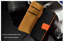 Original Genuine Leather Stand Cover For Apple iPhone 5S 5 Case With Cash Card Holder Fashion