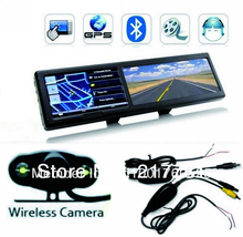 4.3 Inch Bluetooth Rearview Mirror Car GPS Navigation With AV IN Wireless Camera