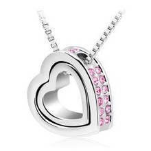 Wholesale Austria Crystal Rhinestones charms heart necklace personalized jewelry Eternal Love Honey For WomenCasual and Fashion