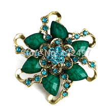Min.order is $10 (mix order) ! Free Shipping!2013 New Arrived Fashion Retro Gold Alloy Resin Flower Shape Female Brooches